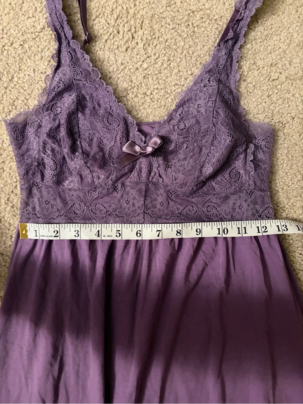 Y2K 2000s Purple Lace Girly Midi Nightgown Slip Dress Lounge Sleepwear Medium M - Picture 12 of 13